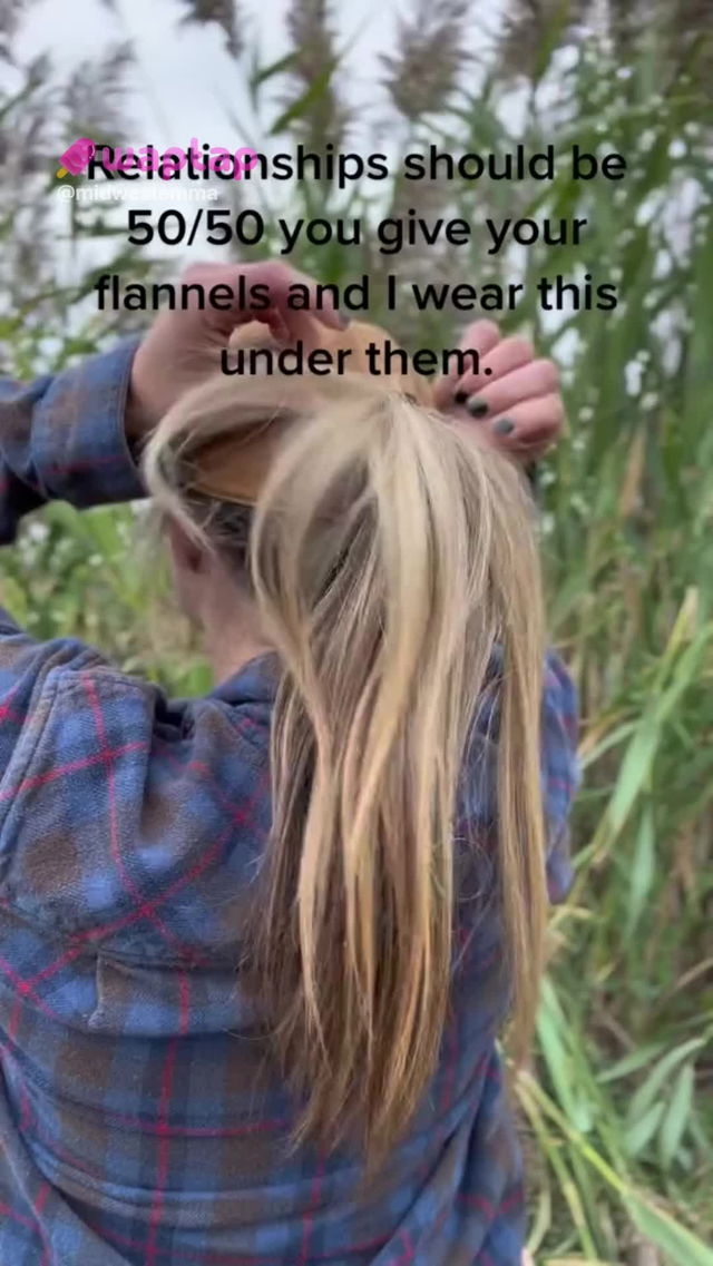 What's behind my flannel? #lingerie #countrygirl #farmgirl TikTok Porn